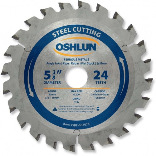 OSHLUN Steel & Ferrous Metal Cutting Blade  5-3/8"x24T, 20mm Hole w/5/8" & 10mm Bushings