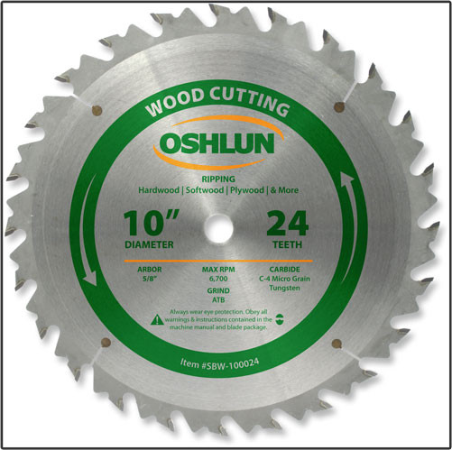 10x24T Oshlun Rip Blade - 5/8" Hole