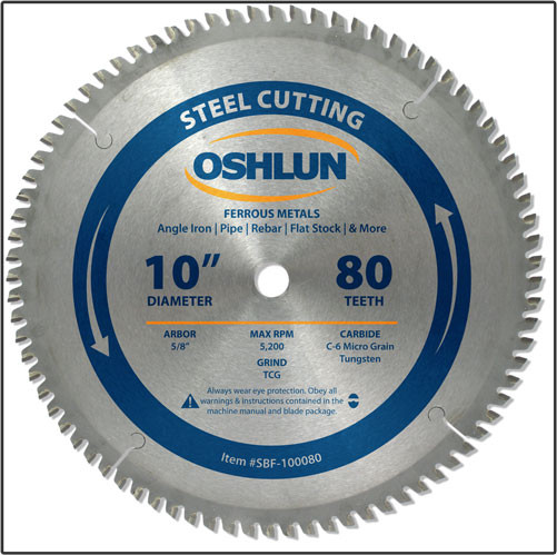 OSHLUN Steel & Ferrous Metal Cutting Blade - 10" x 80T, 5/8" Hole