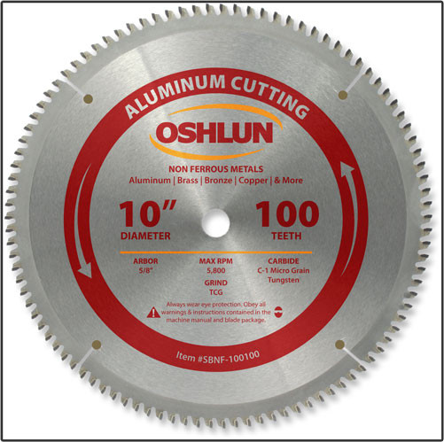 Oshlun 10"x100T TCG, 5/8-Inch Hole for Aluminum & Non Ferrous Metals