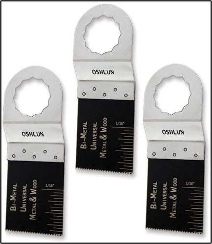 Oshlun MMS-0103 1-1/3-Inch Universal Bi-Metal Oscillating Tool Blade for Fein SuperCut, 3-Pack - Designed for Metal & Wood