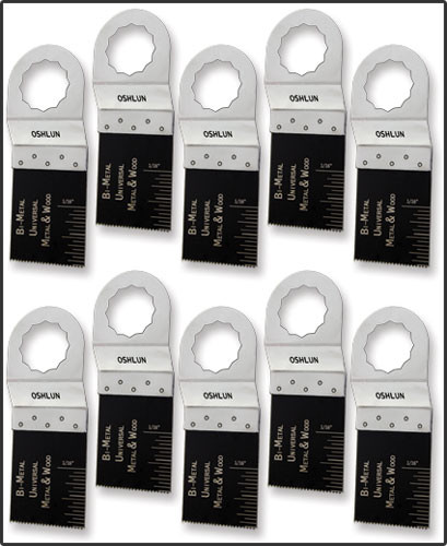 Oshlun MMS-0110 1-1/3-Inch Universal Bi-Metal Oscillating Tool Blade for Fein SuperCut, 10-Pack - Designed for Metal & Wood