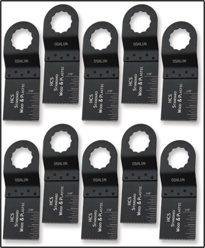 Oshlun MMS-0310 1-1/3-Inch Standard HCS Oscillating Tool Blade for Fein SuperCut, 10-Pack - Designed for Wood & Plastic