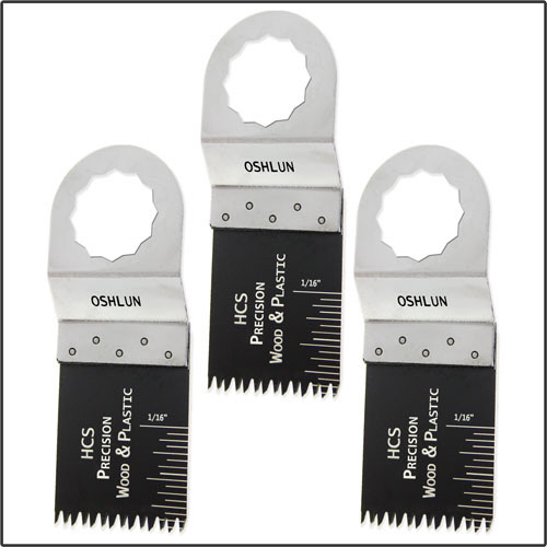 Oshlun 1-1/3-Inch Precision Japan HCS Oscillating Tool Blade for Fein SuperCut, 3-Pack - Designed for Wood & Plastic