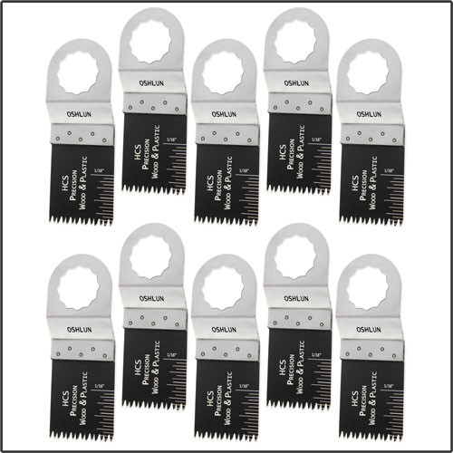 Oshlun 1-1/3-Inch Precision Japan HCS Oscillating Tool Blade for Fein SuperCut, 10-Pack - Designed for Wood & Plastic