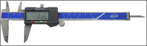 Oshlun 6" Stainless Steel Digital Caliper with Super Large Display - Now Measures in THREE Different Formats! Inch, Metric and Fractional