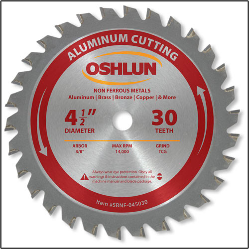 Oshlun 4-1/2"x30T TCG, 3/8" Arbor for Aluminum & Non Ferrous Metals