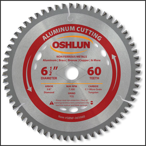 Oshlun 6-1/2"x60T TCG, 5/8-Inch Arbor (with Diamond Knockout) for Aluminum & Non Ferrous Metals
