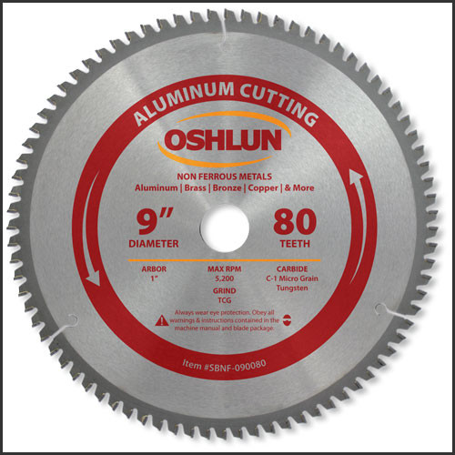 Oshlun 9"x80T TCG, 1-Inch Hole for Aluminum & Non Ferrous Metals
