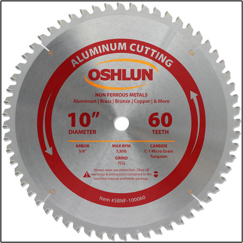 Oshlun 10"x60T TCG, 5/8-Inch Hole for Aluminum & Non Ferrous Metals