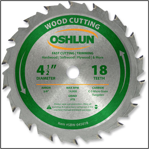 Oshlun 4-1/2"x18T ATB Fast Cutting & Trimming Saw Blade, 3/8" Hole