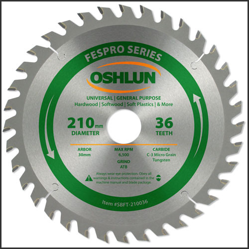 Oshlun 210mmx36T FesPro General Purpose ATB Saw Blade with 30mm Hole for Festool TS 75 EQ