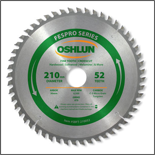 Oshlun 210mmx52T FesPro Crosscut ATB Saw Blade with 30mm Hole for Festool TS 75 EQ