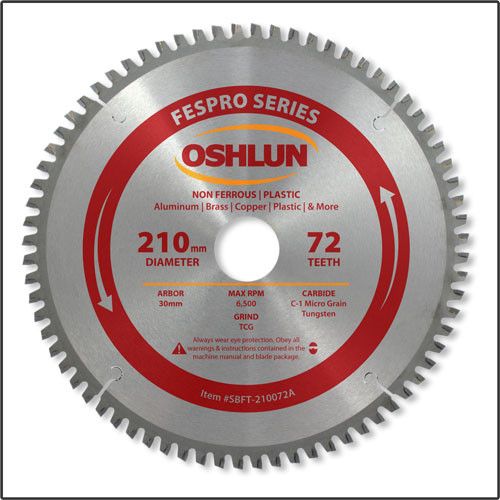 Oshlun 210mmx72T FesPro Non Ferrous TCG Saw Blade with 30mm Hole for Festool TS 75 EQ