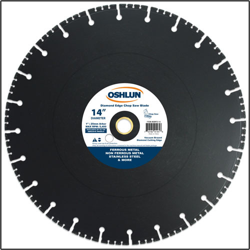 Oshlun 14-Inch Diamond Chop Saw Blade, 1-Inch Hole with 20mm Bushing for Stainless & Ferrous Metals