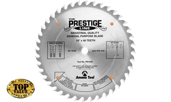 AMANA Prestige 12"x40T ATB, 1" Hole, .134" Kerf General Purpose Saw Blade - $15.00 OFF Sharpening Offer Included
