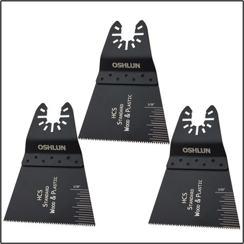 Oshlun 2-2/3-Inch Standard HCS Oscillating Tool Blade for Standard and Quick Change Tools for Fein Multimaster, Dremel, and Bosch, 3-Pack - Designed for Wood & Plastic