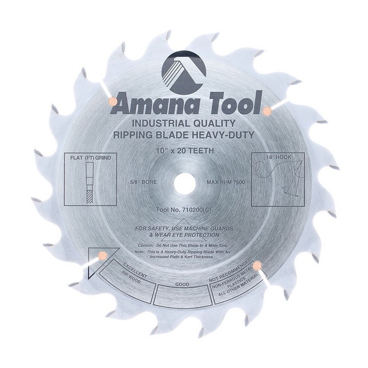 Amana 10" x 20T Heavy Duty Rip Saw Blade - $15.00 OFF Sharpening Offer Included