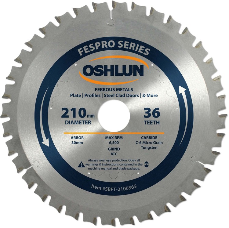 OSHLUN Steel & Ferrous Metal Cutting Blade 210mm x 36T FesPro Ferrous ACT Saw Blade with 30mm Arbor for Festool TS 75 EQ