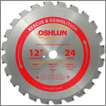 Oshlun 12-Inch 24 Tooth FTG Saw Blade with 1" Hole (7/8-Inch & 20mm Bushings) for Rescue & Demolition