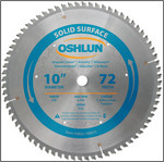 Oshlun 10"x72 Tooth TCG Saw Blade with 5/8-Inch Hole for Solid Surface