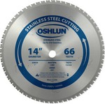 OSHLUN 14"x 66 Tooth Cermet Tipped Saw Blade, 1" Hole for Cutting Stainless Steel