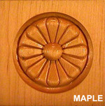 Daisy Embossed Square Edge Rosette, 27/32" x 3-1/2" x 3-1/2" - Maple