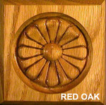 Daisy Embossed Beveled Rosette, 1-1/16" x 3-1/2" x 3-1/2" - Red Oak