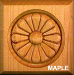 Daisy Embossed Beveled Rosette, 1-1/16" x 3-1/2" x 3-1/2" - Maple