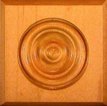 Bullseye Beveled Rosette, 1-1/16" x 3-1/2" x 3-1/2" - Tulip Poplar