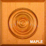 Bullseye Beveled Rosette, 1-1/16" x 3-1/2" x 3-1/2" - Maple