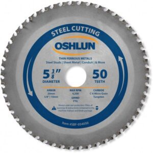 OSHLUN Steel & Ferrous Metal Cutting, 5-3/8" x 50T, 20mm Hole with 5/8" & 10mm Bushings