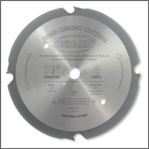 Oshlun 7-1/4-Inch 4 Tooth PCD Saw Blade with 5/8-Inch Hole with Diamond Knockout, for Fiber Cement