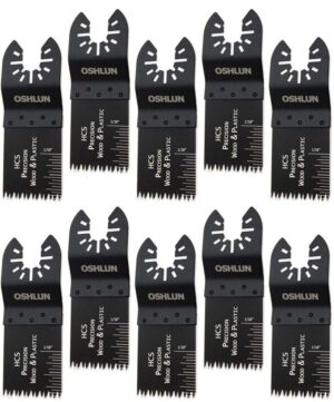 NEW! Oshlun Japan HCS Oscillating Precision Tool Blade with Quick-Fit Arbor for Standard and Quick Change Tools, 1-1/3-Inch, 10-Pack - Designed for Wood & Plastic