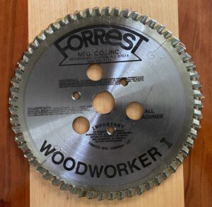 Forrest 7"x 60T, .090"K, 13/16" Hole w/Mounting Pin Holes WW I for Hammond/Glider Saw
