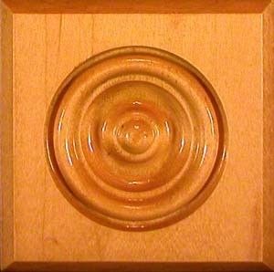 Bullseye Beveled Rosette, 1-1/16" x 3-1/2" x 3-1/2" - Tulip Poplar