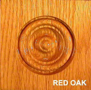 Bullseye Square Edge Plain Rosette, 27/32" x 3-1/2" x 3-1/2" - Red Oak