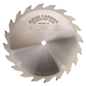 Ridge Carbide Heavy Duty T@2000 Super Rip Saw Blade 10" x 20T 5/8" Bore, THICK Kerf